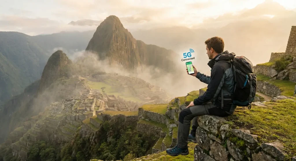 Machu Picchu com sinal